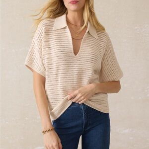 Faherty Seacoast crochet Beige Top